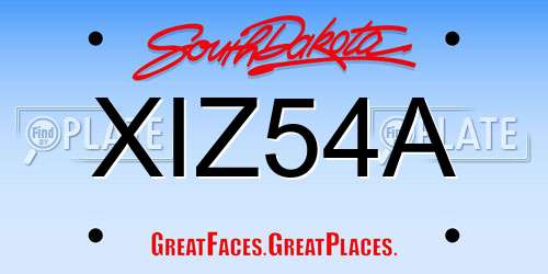 XIZ54A South Dakota License Plate
