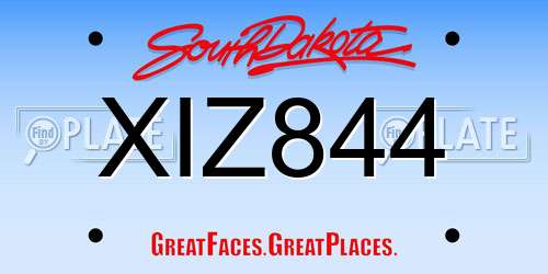 XIZ844 South Dakota License Plate