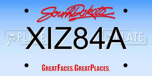 XIZ84A South Dakota License Plate