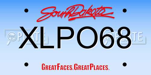 XLPO68 South Dakota License Plate