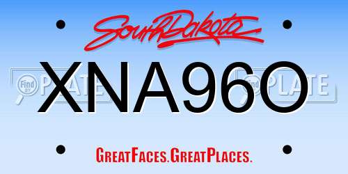 XNA96O South Dakota License Plate