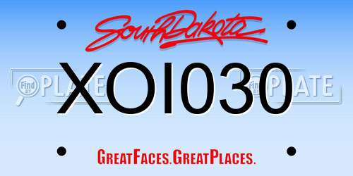 XOI030 South Dakota License Plate