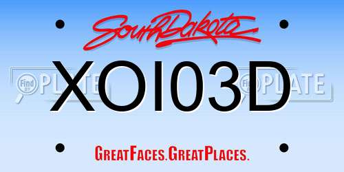 XOI03D South Dakota License Plate
