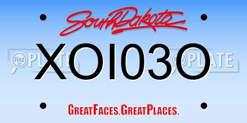 XOI03O South Dakota License Plate