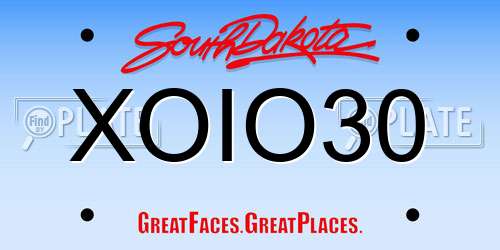 XOIO30 South Dakota License Plate