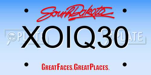 XOIQ30 South Dakota License Plate