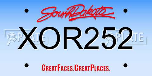 XOR252 South Dakota License Plate