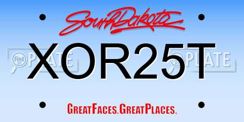 XOR25T South Dakota License Plate