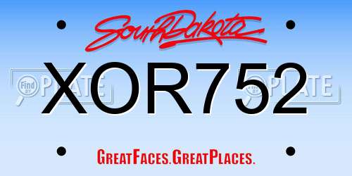XOR752 South Dakota License Plate