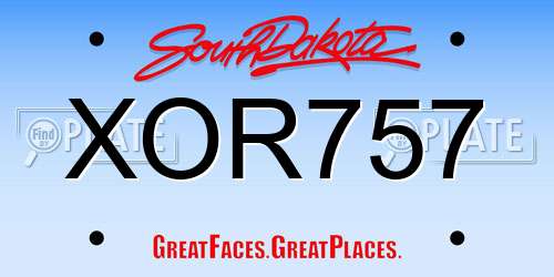 XOR757 South Dakota License Plate