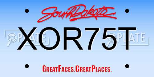 XOR75T South Dakota License Plate