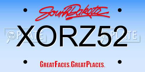 XORZ52 South Dakota License Plate