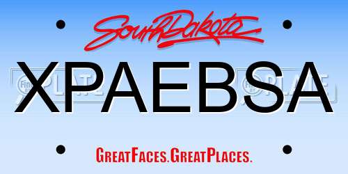 XPAEBSA South Dakota License Plate