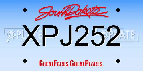 XPJ252 South Dakota License Plate
