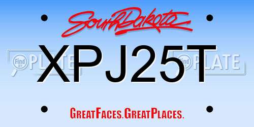 XPJ25T South Dakota License Plate