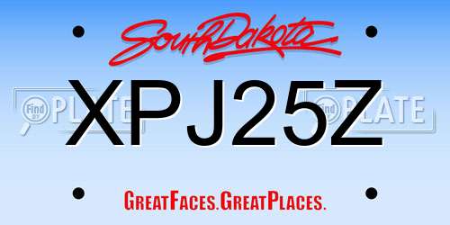 XPJ25Z South Dakota License Plate