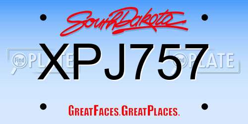 XPJ757 South Dakota License Plate