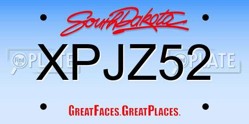 XPJZ52 South Dakota License Plate