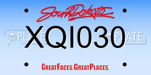 XQI030 South Dakota License Plate