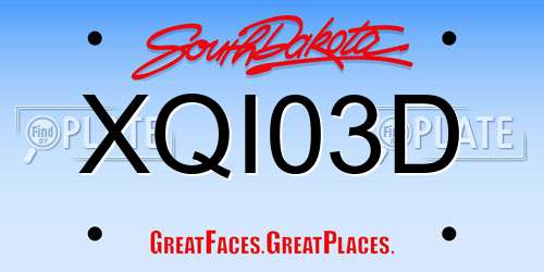 XQI03D South Dakota License Plate