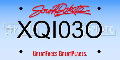 XQI03O South Dakota License Plate