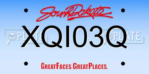 XQI03Q South Dakota License Plate
