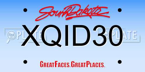 XQID30 South Dakota License Plate