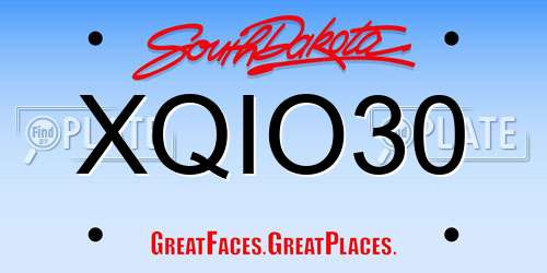 XQIO30 South Dakota License Plate