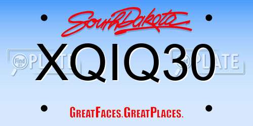 XQIQ30 South Dakota License Plate