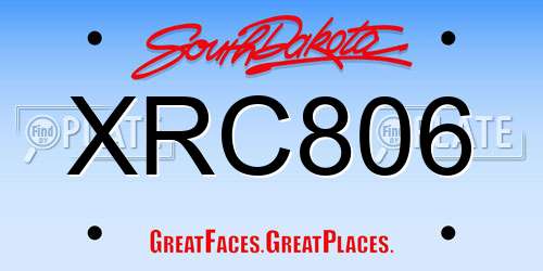XRC806 South Dakota License Plate