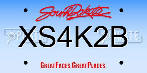 XS4K2B South Dakota License Plate