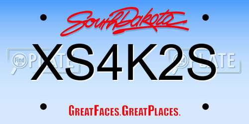 XS4K2S South Dakota License Plate