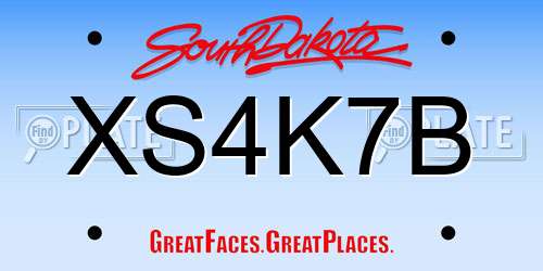 XS4K7B South Dakota License Plate