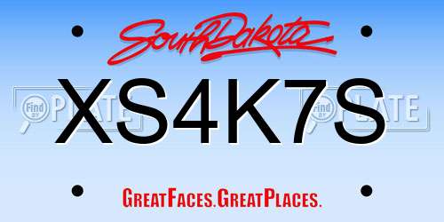 XS4K7S South Dakota License Plate