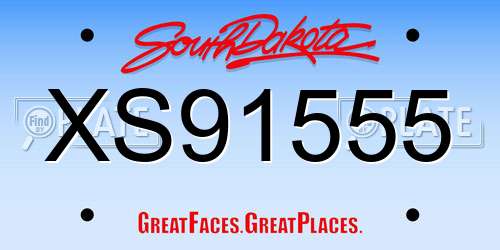 XS91555 South Dakota License Plate