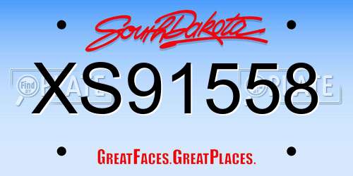 XS91558 South Dakota License Plate