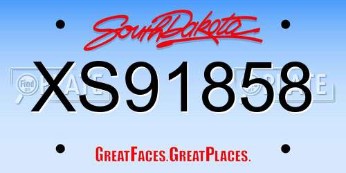 XS91858 South Dakota License Plate