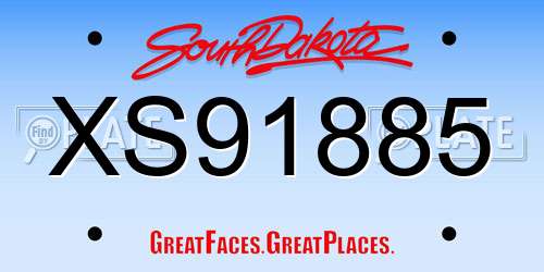 XS91885 South Dakota License Plate