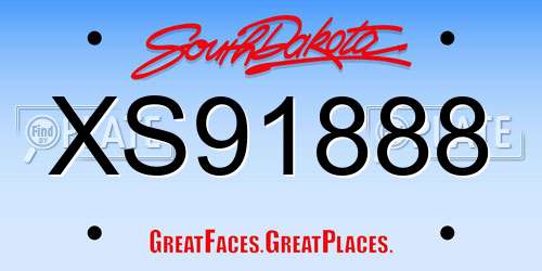 XS91888 South Dakota License Plate