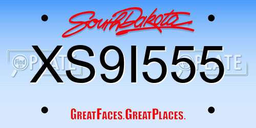 XS9I555 South Dakota License Plate