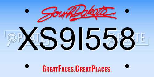 XS9I558 South Dakota License Plate