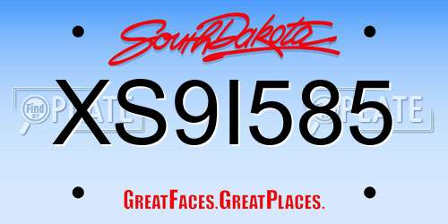 XS9I585 South Dakota License Plate
