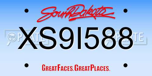 XS9I588 South Dakota License Plate