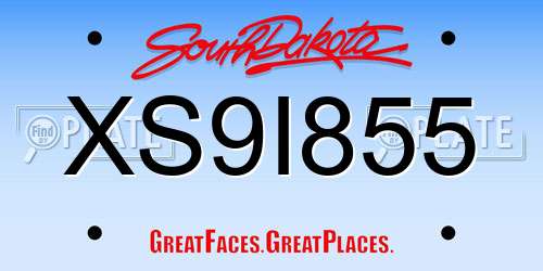 XS9I855 South Dakota License Plate