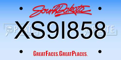 XS9I858 South Dakota License Plate