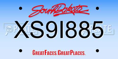 XS9I885 South Dakota License Plate
