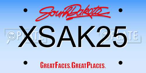 XSAK25 South Dakota License Plate