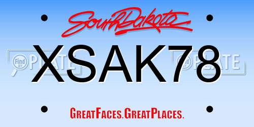 XSAK78 South Dakota License Plate
