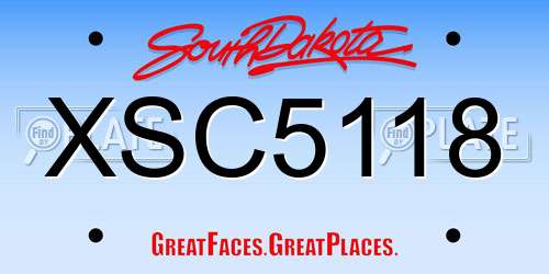 XSC5118 South Dakota License Plate