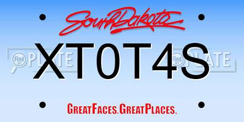 XT0T4S South Dakota License Plate
